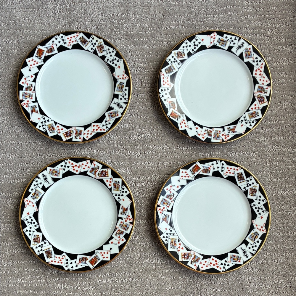 Tiffany & Co. Playing Card Dessert Plates Set of Four- Original Tiffany sticker